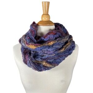 Fuzzy Scarf Knit Infinity Faux Mohair Purple Artsy Fairy Grunge Hippie 90s Y2K